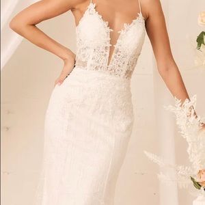 Lulus Wonderstruck White Glitter Wedding Dress